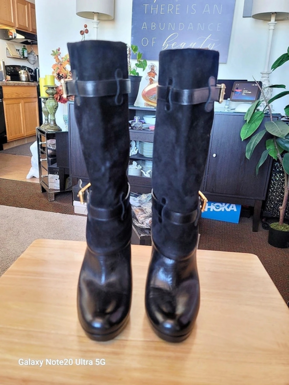 Cole Han Black Buckle Heeled Boots US 7B